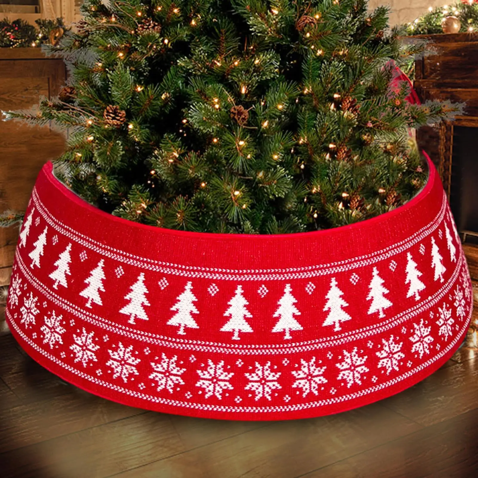 

Крышка основания рождественской елки Эластичная вязаная подставка Базовая крышка для рождественской елки Эстетическое украшение дома для аренды общежития