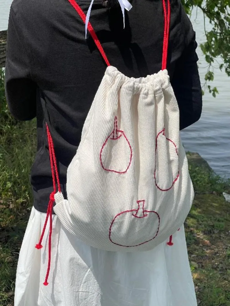 

Повседневный вместительный плиссированный рюкзак, простой универсальный дизайн с вышивкой, вместительные повседневные сумки на плечо, мягкая Портативная сумка