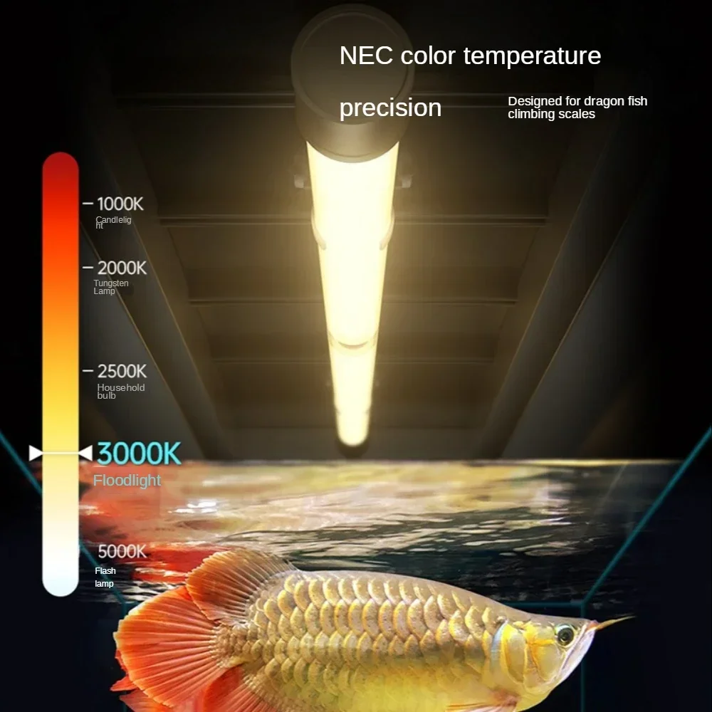 NEC Aquarium Light , Submersible Glass Fish Tank Arowana Luring Lamp Strip, Help Fish Color Grow, 98-128cm, 3000K, 6700K, 15000K