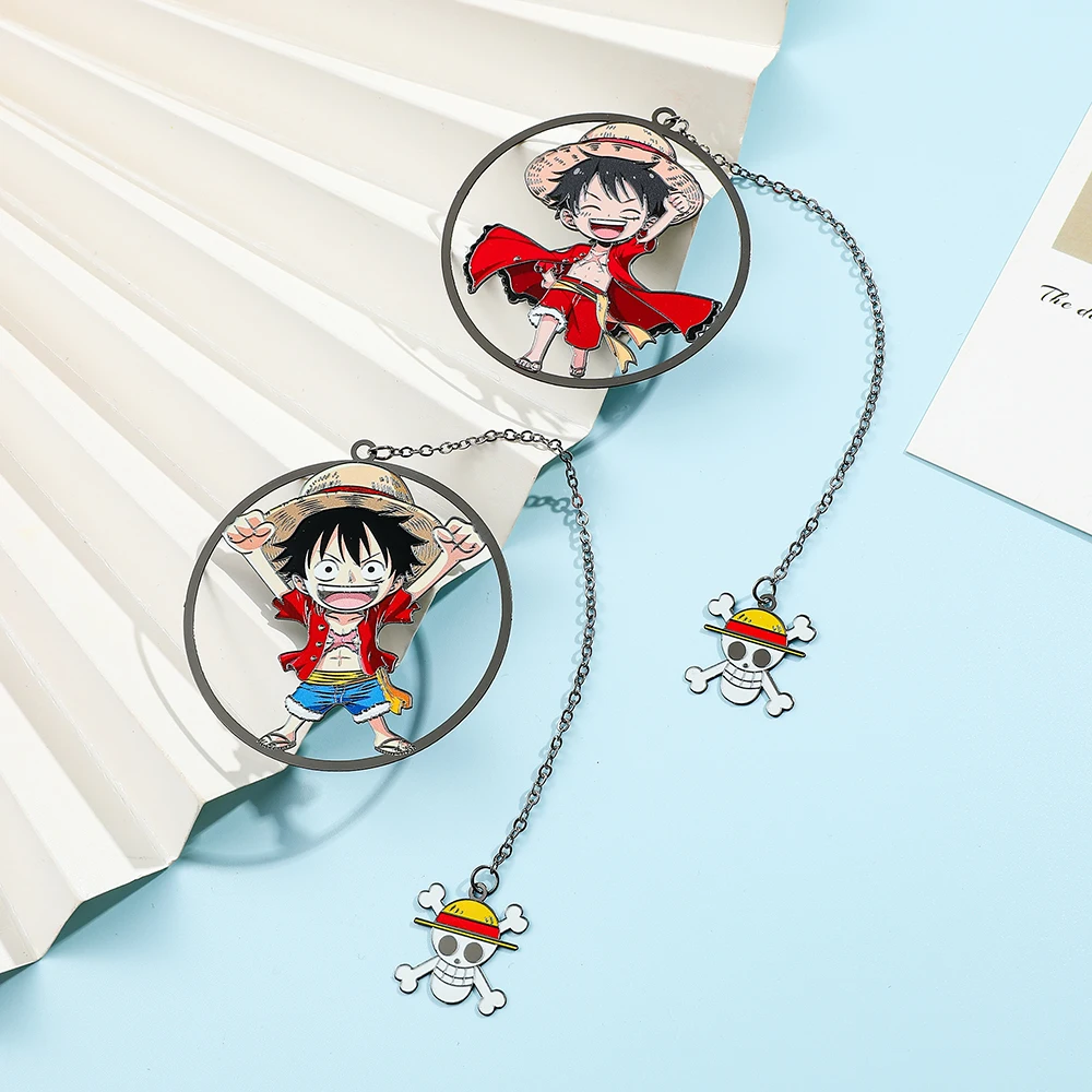 Grass Hat Group Anime Navigation Style Cartoon Character Shaped Hollow Bookmark, for Women and Men Book Enthusiasts, Students.