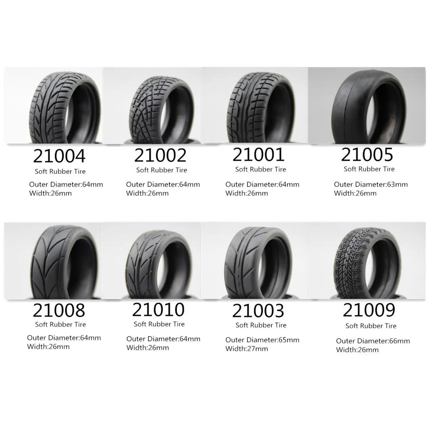 4pcs RC Model Car 1/10 Scale Soft Rubber Tires Tyre fits for 1:10 Touring Car 1/10 Tire