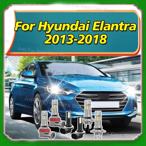 Imagen 1 del producto 2/6x para Hyundai Elantra 2013-2018 2014 2015 2016 2017 faros de coche 30000LM haz alto y bajo 6000K PLug & Play faros antiniebla 12V