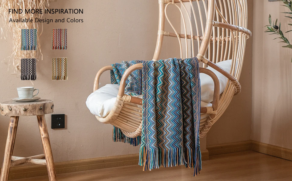 Battilo Boho Throw Blanket Lightweight Knit Throw With Tassels Bohemian Woven Sofa Blankets Soft Bed Plaid Decorative Blanket