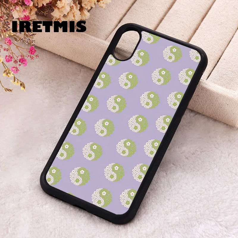 Iretmis Phone Cover Case For iPhone X XS Max XR 11 12 13 PRO MINI 14 15 16 Plus Rubber Silicone Flower tai chi