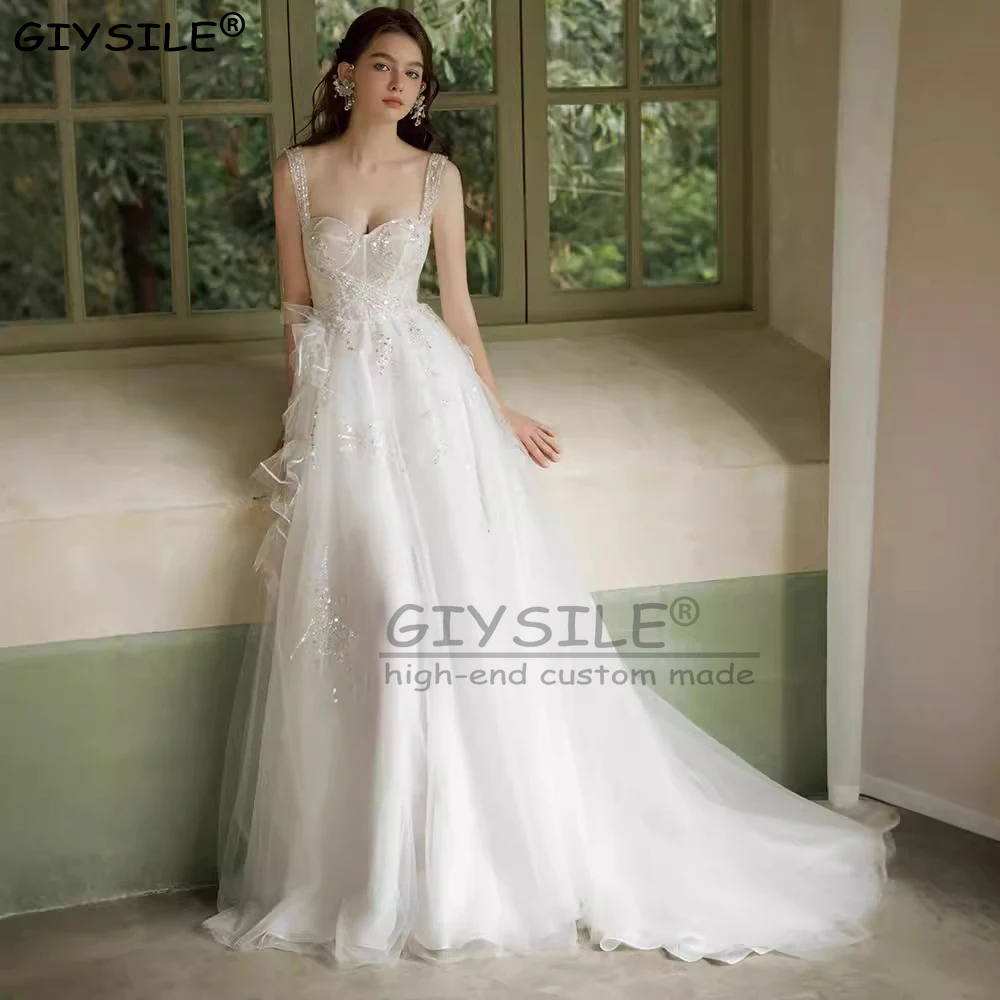 

GIYSILE Customized Elegant Wedding Dresses Luxury 2025 Sweetheart Appliques Lace Strap Evening Dresses Prom Formal Party Dress