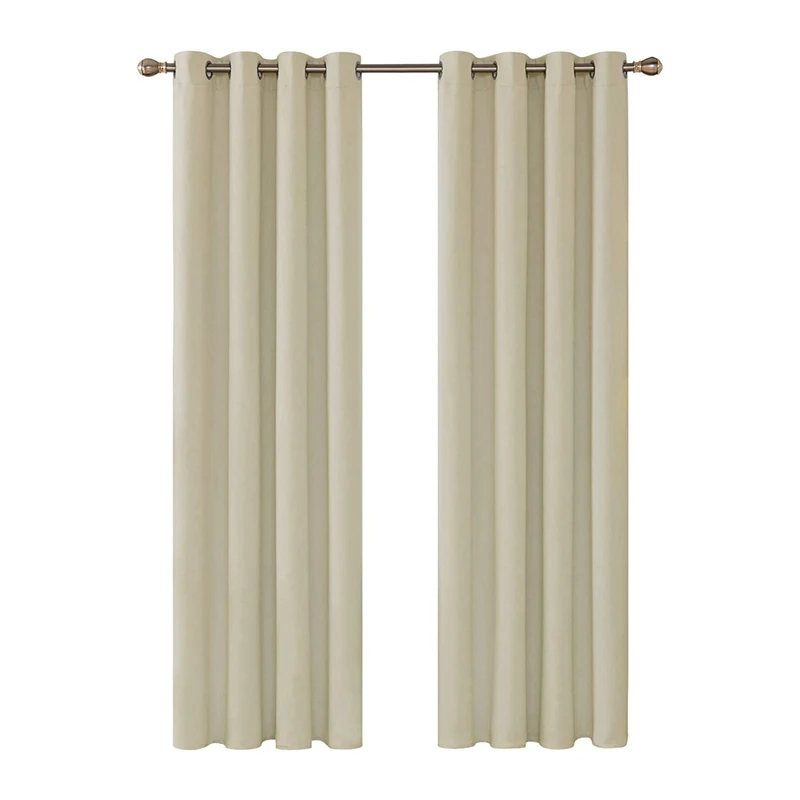 

Promotion! Set Of 2 Blackout Curtains, Thermal Curtains, Opaque Curtains Room Curtain With Eyelets,108X52in (H X W)