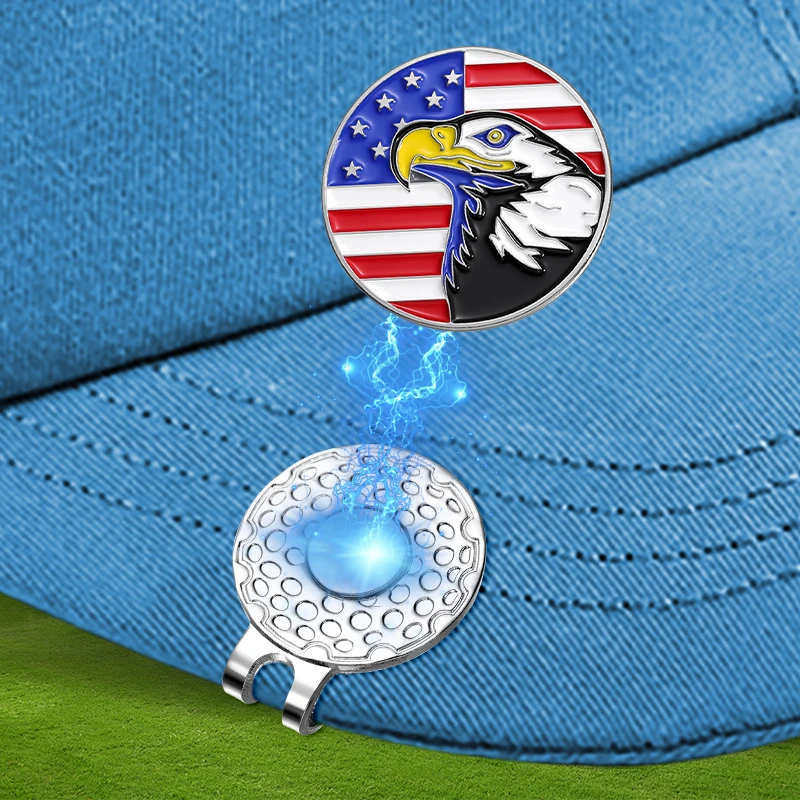 

Golf Ball Markers with Magnetic Hat Clip American Flag Owl Accessories Pin Jewelry Baseball Cap Clips Gift for Golf Lover