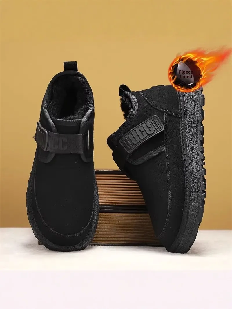 

Men's Winter Thickened Fleece Lined Snow Boots Outdoor Casual Short Boot Warm Anti-slip Waterproof Bread Cotton Shoes
