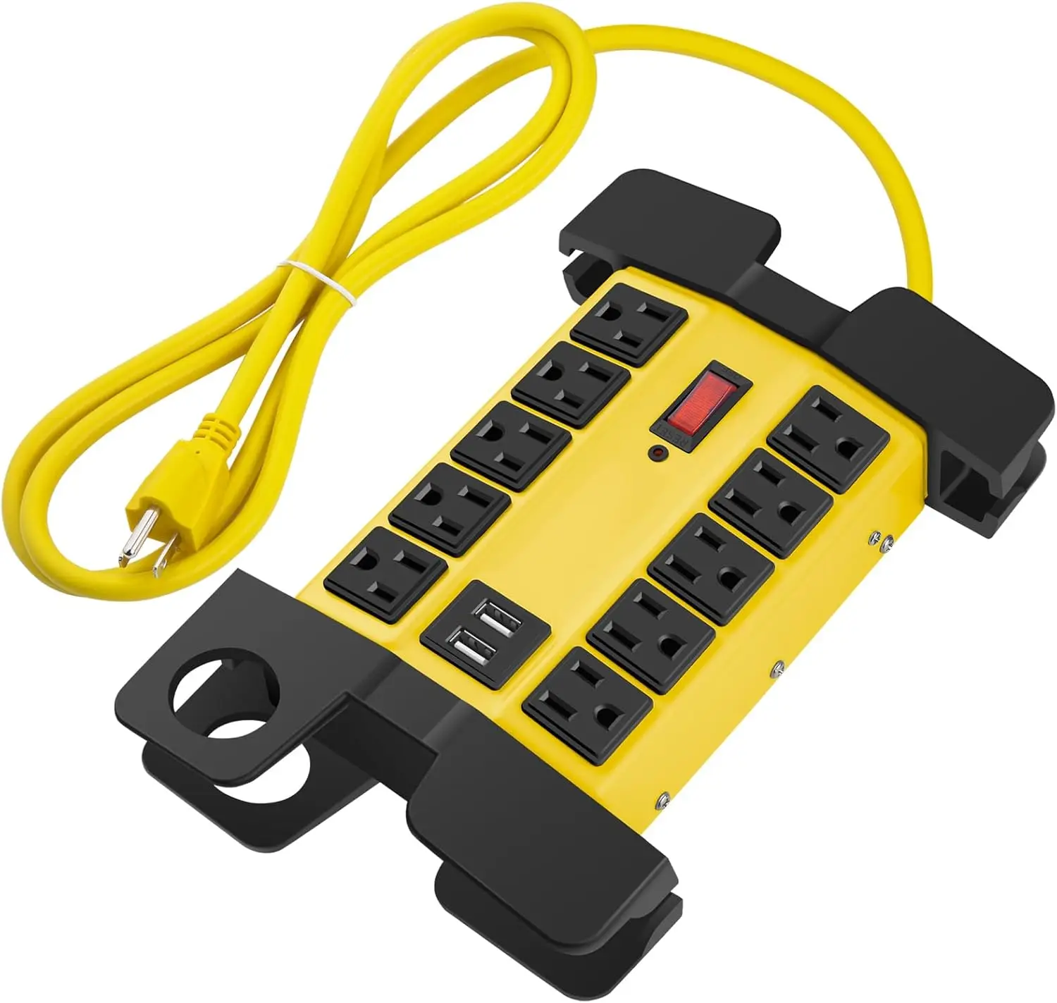 

Мощный удлинитель с 10 розетками, USB-портами, защитой от перенапряжения, кабелем 7,5 м для гаража и мастерской