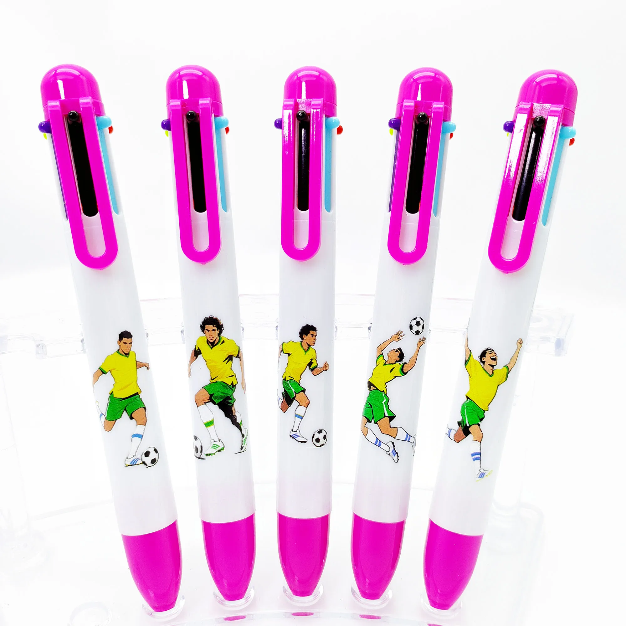

6 шт./12 шт., бразильская футбольная разноцветная шариковая ручка «шесть в одном», шариковая ручка, ключ для маркировки, студенческие канцелярские принадлежности, креативный подарок.