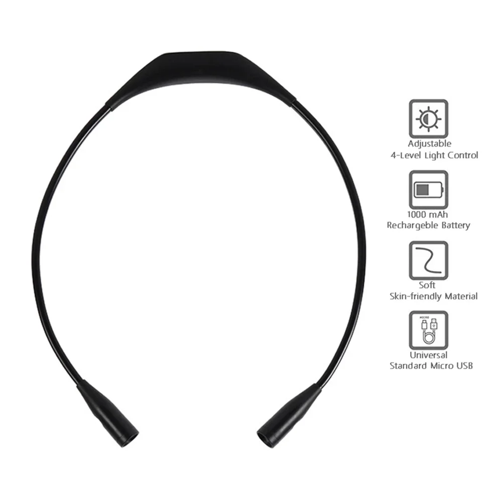 USB 충전식 휴대용 목 독서 책 조명 3 색 밤 램프 바느질 뜨개질 캠핑 수리 빛