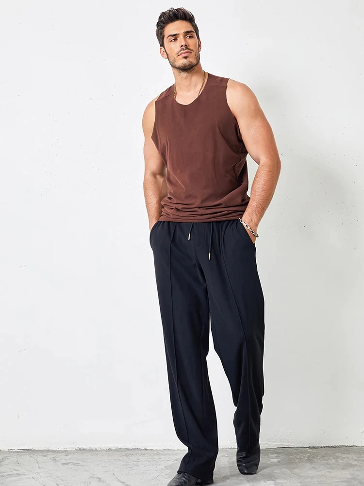 ZYM-pantalones de práctica de baile latino cómodos, Pantalón deportivo informal, ajuste suelto, cuerdas de cintura ajustables, pantalón básico # N031