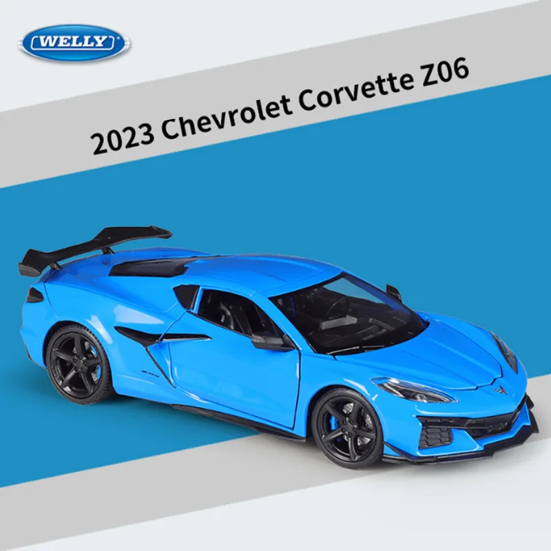 WELLY 1:24 2023 Chevrolet Corvette Z06 Alloy Sports Car Model Diecast Racing Car Model Simulation Collection Childrens Toys Gift