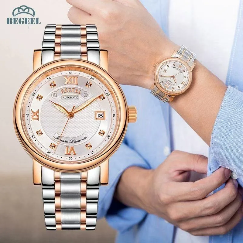 ساعة ميكانيكية كلاسيكية متعددة الوظائف للرجال من BEGEEL، ساعة ميكانيكية للرجال، ساعة ميكانيكية للرجال، تعبير للرجال، wo