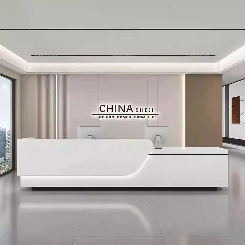 custom.Casual Modern Wood Front Desk Hotels Companies Beauty Salons Offices-Painted Reception and Cashier Bar Counter