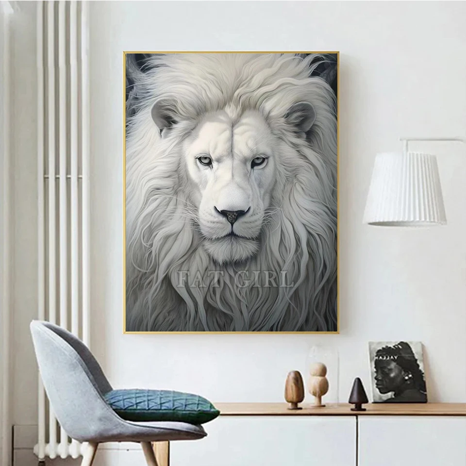 Diamond Embroidery White Lion Mosaic Diamond Art Painting Home Decoration Fierce Animals New Series 2023 Rhinestone DIY Gifts