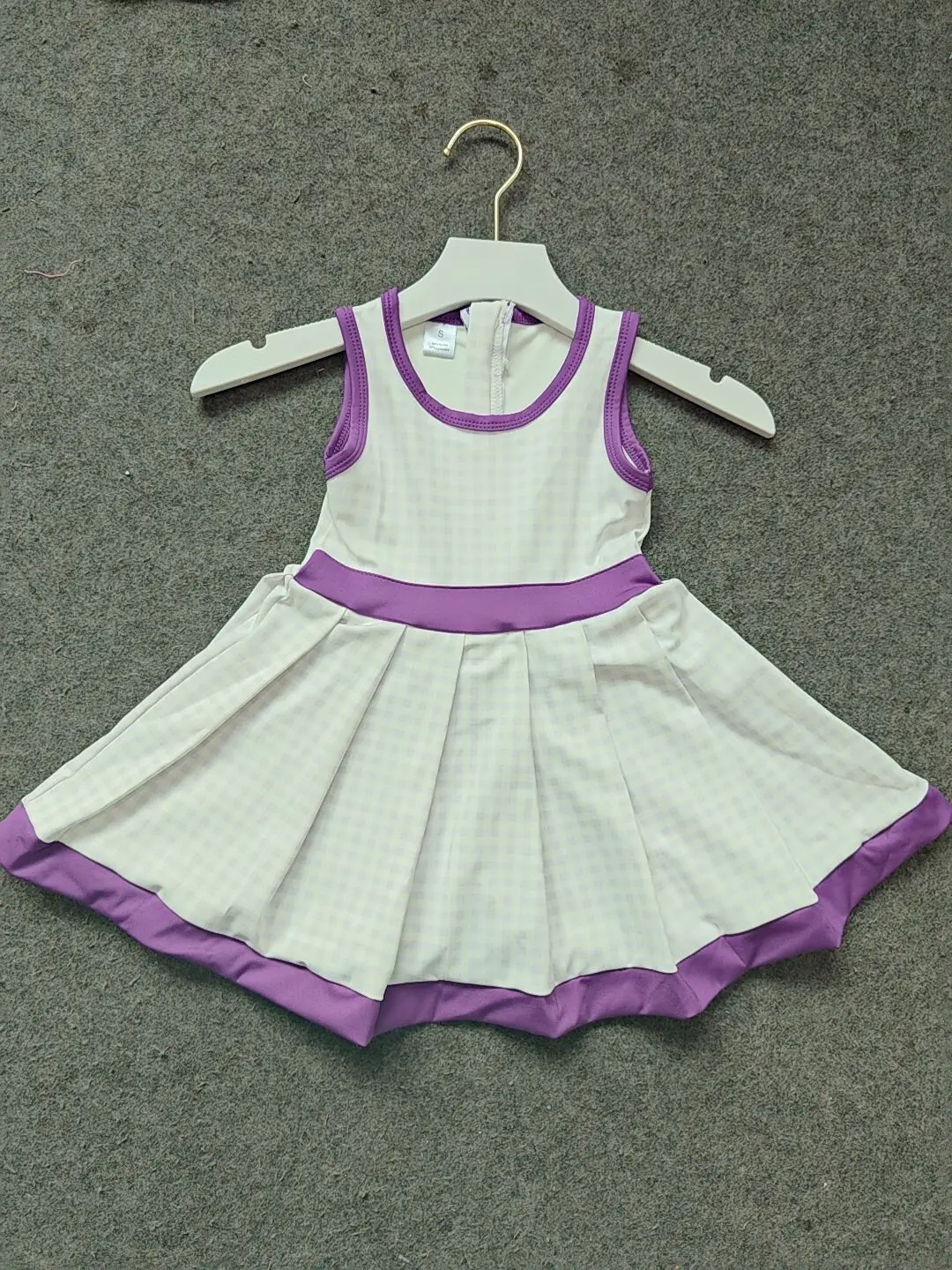 

8.15 Baby Girls Summer Purple Plaid Zipper Shorts Yoga Activite Knee Length Dresses