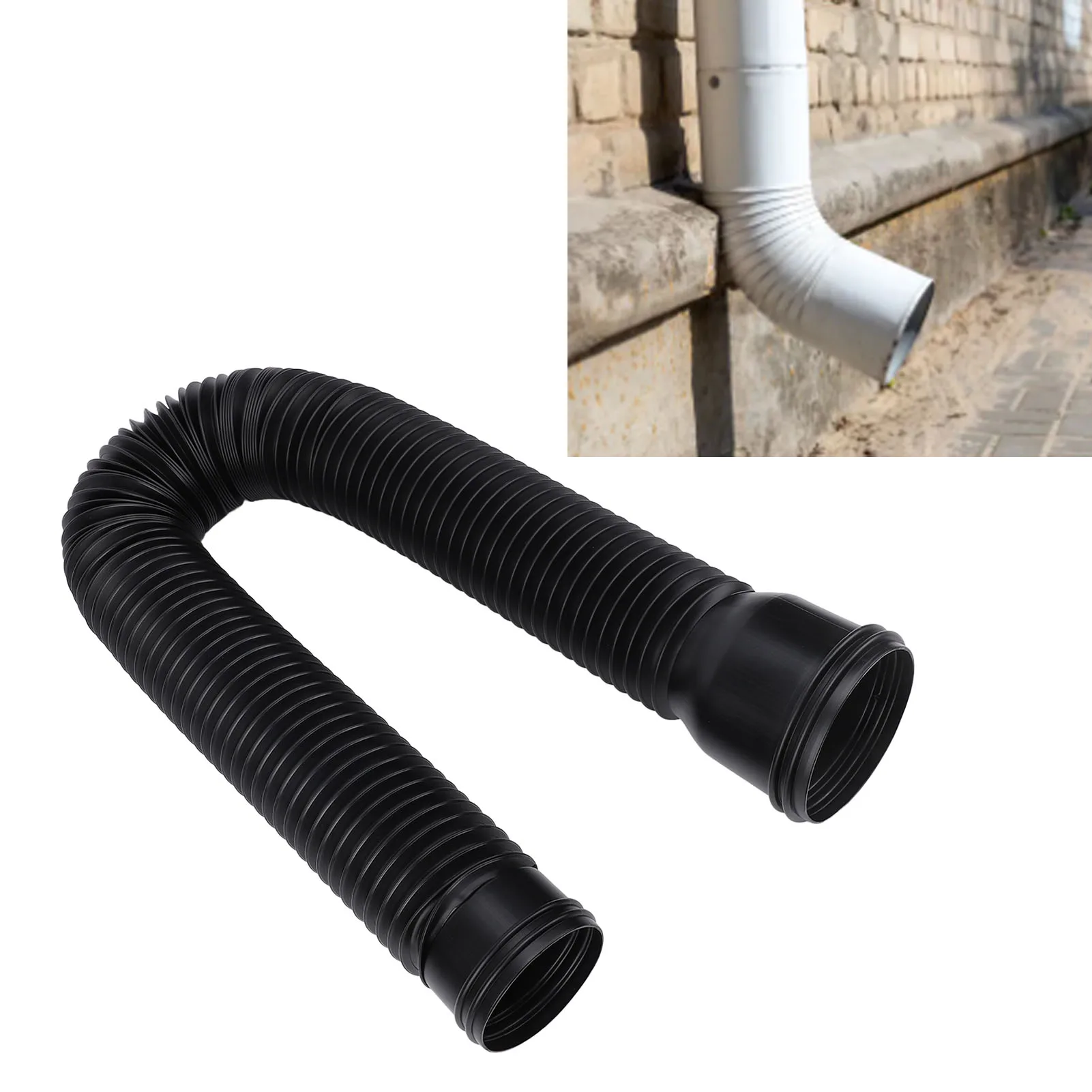 20-59 inch Round Rain Gutter Downspout Extension Flexible Pipe, PE Extendable Pipe, Drain Away Extender For Outdoor Villa