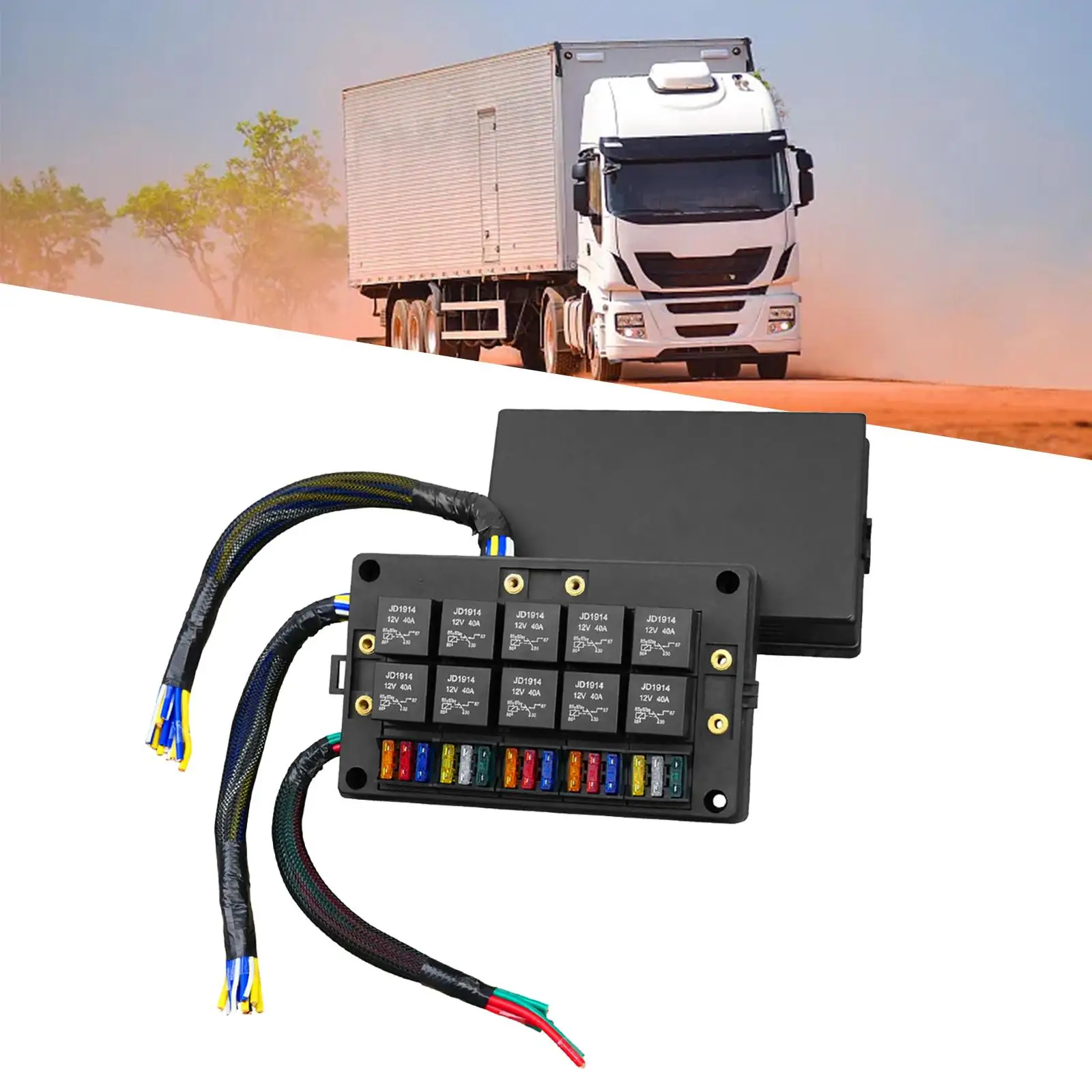 Fuse and Relay Box Block Easily Install 15 Atc Ato Fuse Slots 10 Relay Slots for Truck Yacht Marine Boat Automotive Trailer