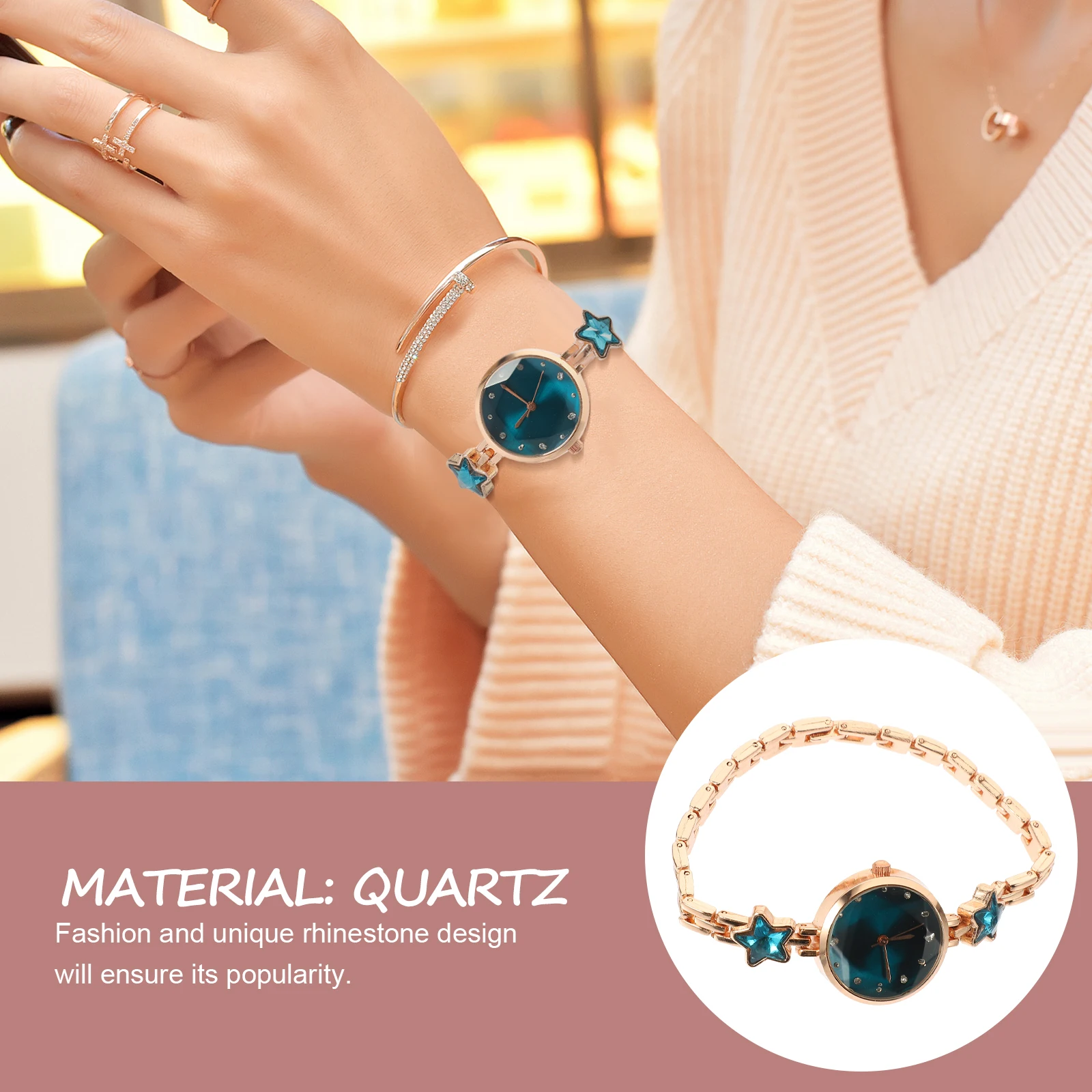 

1Pc Ladies Watch Quartz Wrist Watch Delicate Rhinestone Durable Precise Timekeeping Women Accessories Birthday Gift