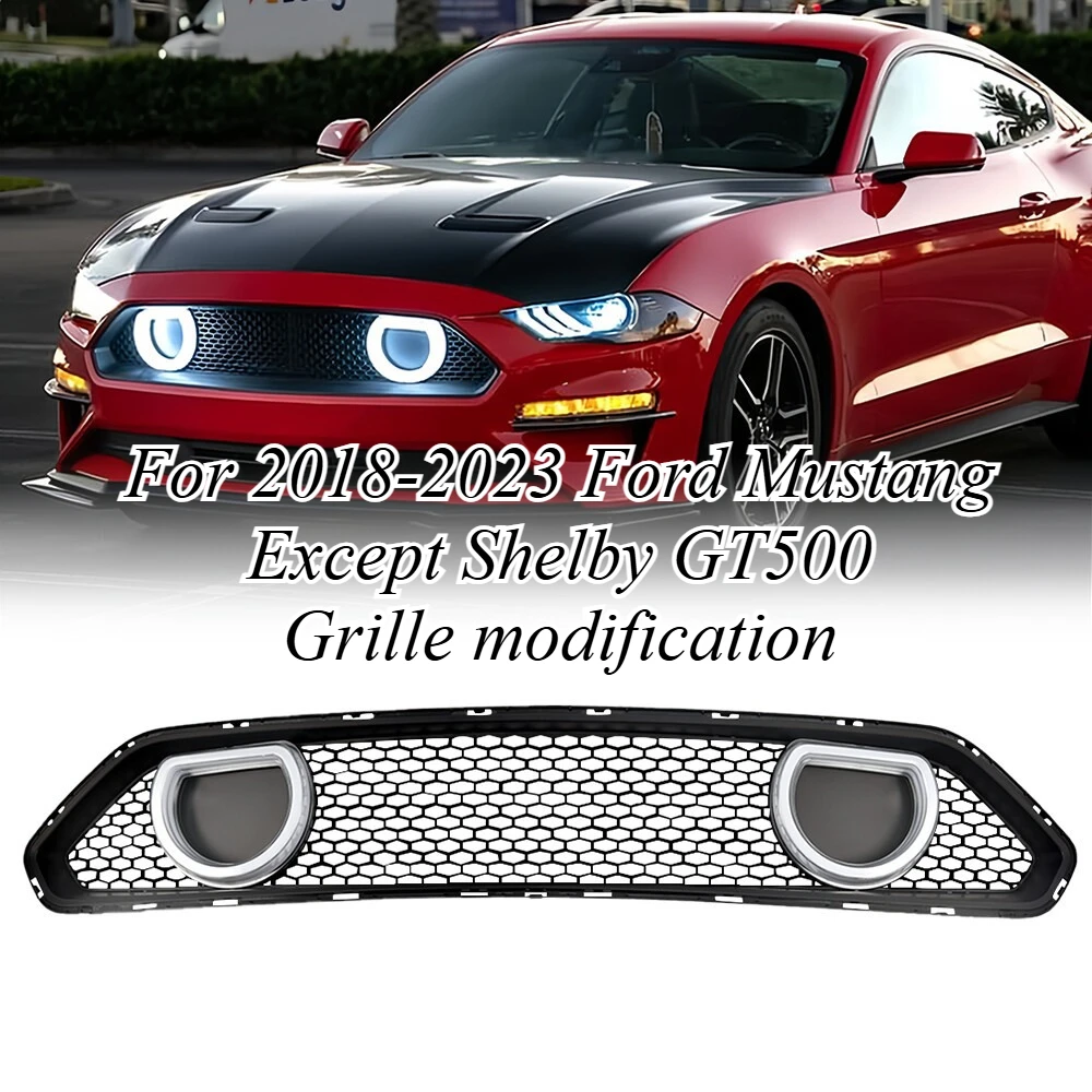 

For Ford Mustang 2018-2023 Front Grille MACH 1 Style Glossy Black ABS Mesh Replacement Bumper Cover Styling Upgrade Accessories