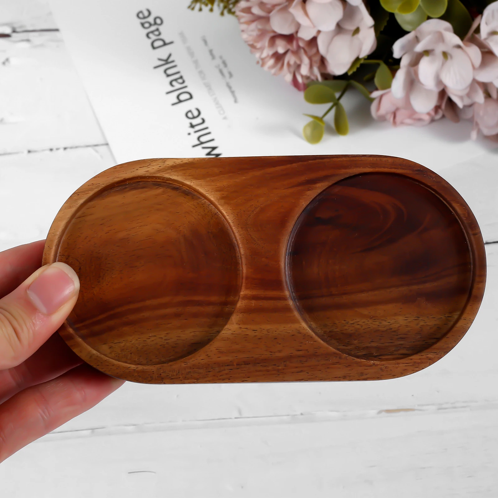 

Kitchens Wood Tray for Salt and Pepper Mill Multipurpose Natural Wood Storage Holder for Inner Diameter 6.3cm Bottle & cup