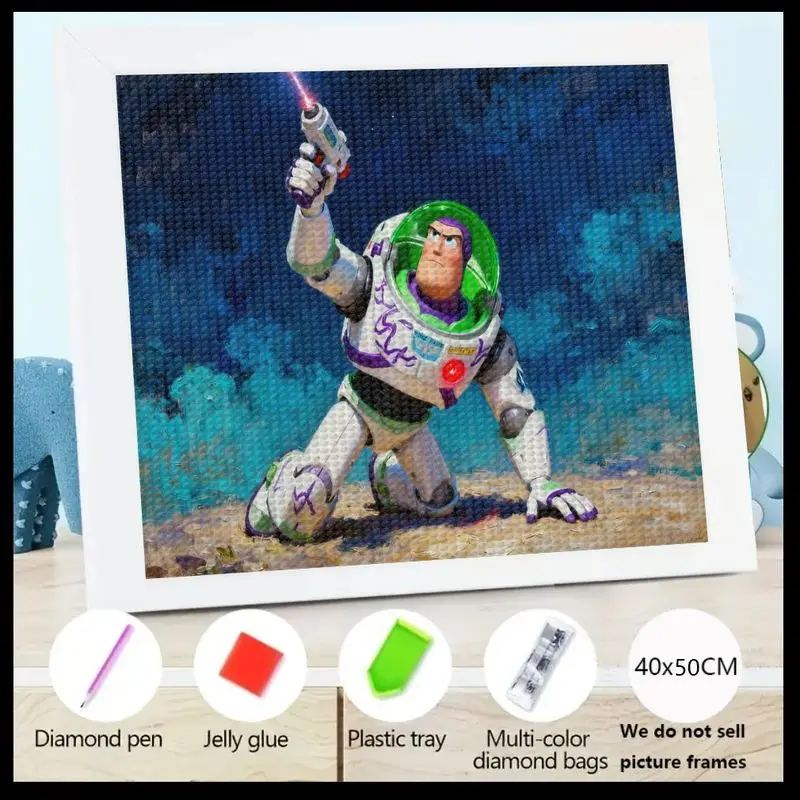 1PC Buzz Lightyear 5D Diamond Painting Kit, Full Drill DIY Space Ranger Cartoon Gem Art Set, Popular Toy Story Crystal Diamond A