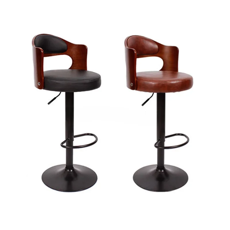 2Pcs/Set Bar Chair Leisure Leather Swivel Bar Stools Chairs Height Adjustable Pneumatic Pub Chair Home Office Kitchen