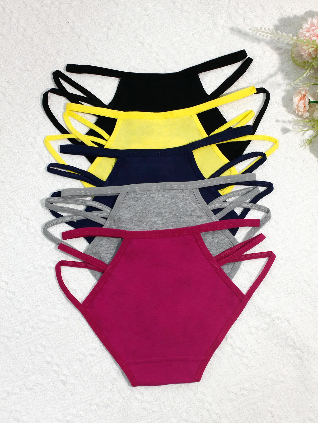 5 قطع من ملابس داخلية نسائية مثيرة مجوفة، ملابس داخلية نسائية من القطن والدانتيل سريعة الجفاف، ملابس داخلية نسائية عصرية قابلة للتنفس