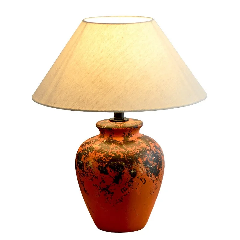 wabi-sabi wind table lamp, bedroom bedside lamp, designer living room decoration clay pot Japanese-style retro homestay
