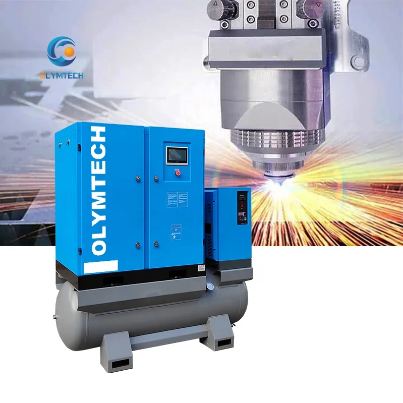 Factory of 4-in-1 VSD Screw Air Compressor (mounted With Air Dryer, Air Tanker, Piping Filters)for Fiber Laser Cutting Industry