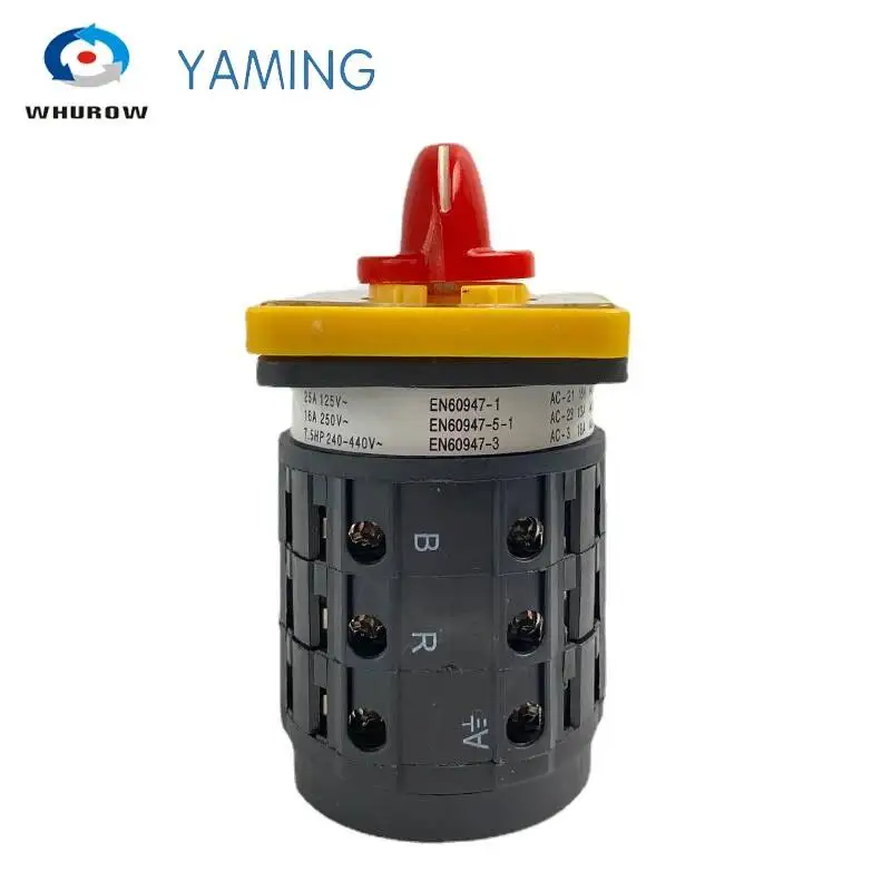 16A Ammeter Voltmeter Selector Changeover Multi Position Three Poles Rotary Cam Switch Control Motor Circuit YMW98-16/3