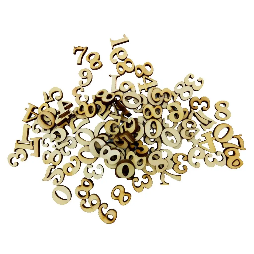 Wooden Scrapbooking Embellishments Mini Arabic Numbers Puzzle Kids Creative Craft Material for Cardmaking