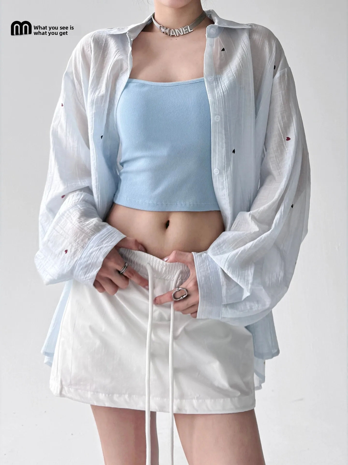 

Summer 2025 New Loose Printed Thin Sun Protection irt Women's Slim Long Sve Casual irt Polyester Cotton Blend Collar