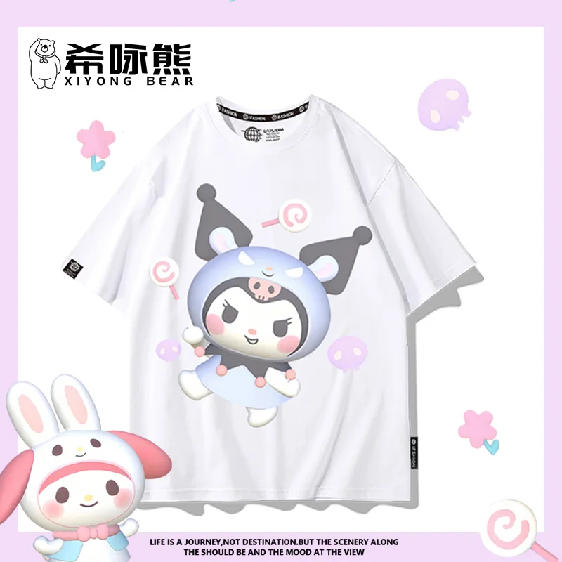 Sanrio girls short sleeve T-shirt pure cotton design casual clothes cool with the same half sleeve tide