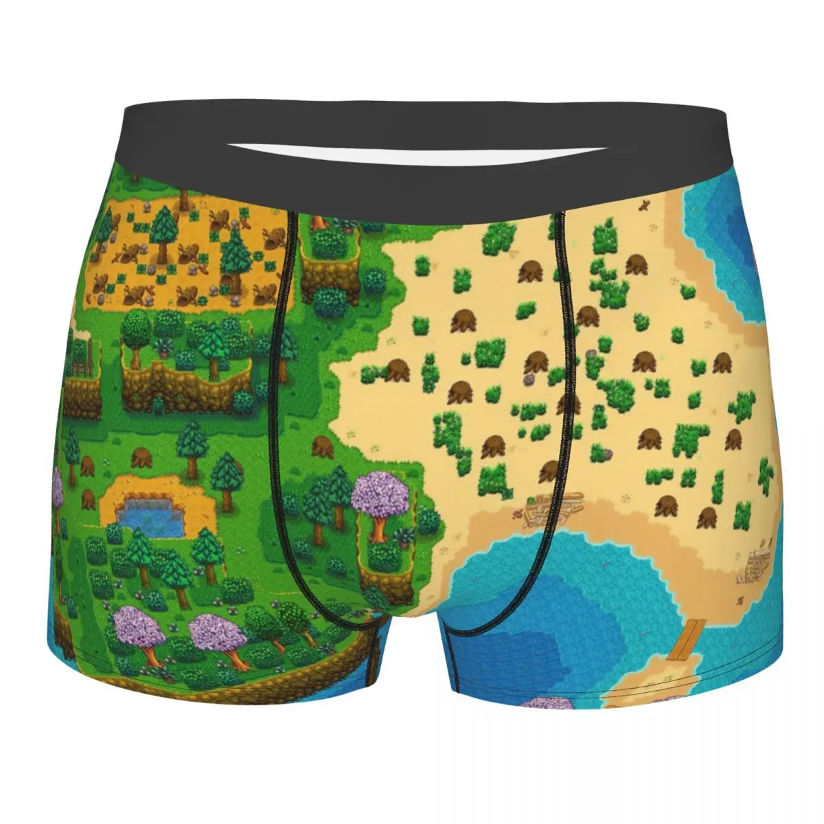 

Men Stardew Valley Map Underwear Cartoon Anime Novelty Boxer Shorts Panties Homme Breathable Underpants