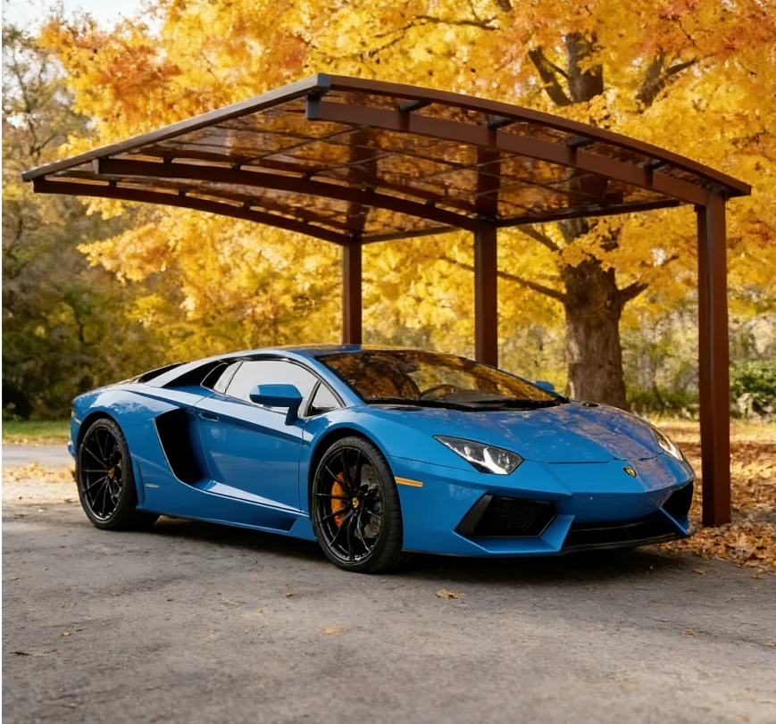 

Встроенный для выдерживания элементов, уличный водонепроницаемый ударопрочный карпорт для загородного дома и сада, полезная парковка для автомобилей