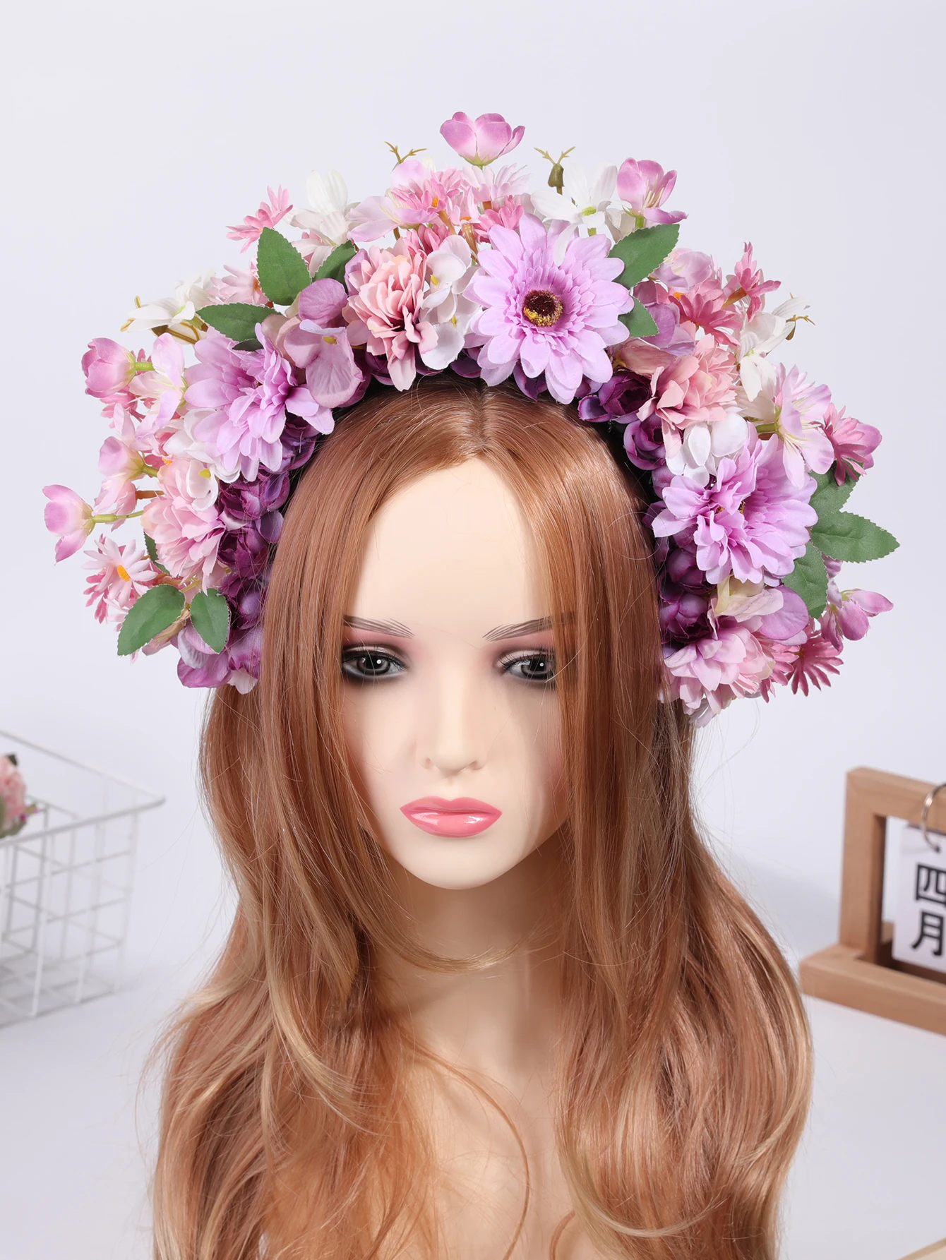 Handmade headwear Double-sided silk flower headband Daily Hanfu accessories High appearance level multi-color hair flower stereo