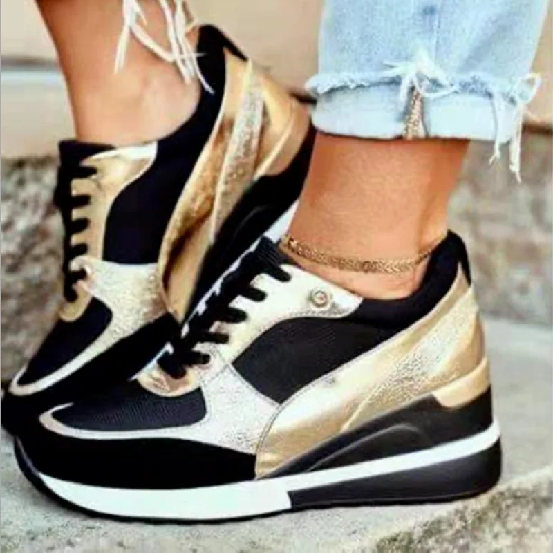 Brand Design New Women Casual Shoes Height Increasing Sport Wedge Shoes Air Cushion Comfortable Sneakers Zapatos De Mujer