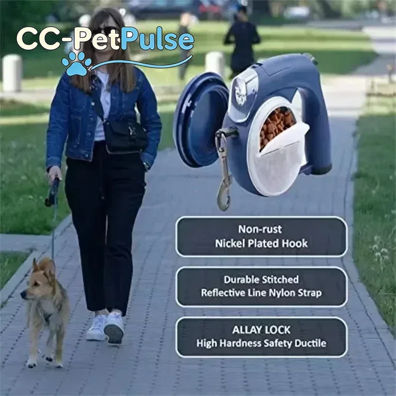 

Автоматический выдвижной поводок CC-PetPulse для собак, 4 метра, с подсветкой и держателем для пакетов и бутылок с водой для маленьких собак