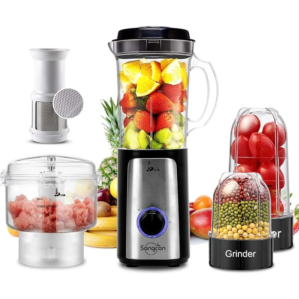 

5 in 1 Blender and Food Processor Combo for Kitchen, Small Electric Food Chopper for Meat and Vegetable,350W High Speed Blenders