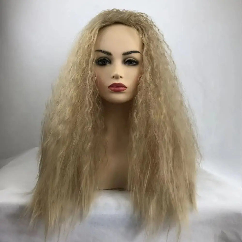 

Fashiomag Long Fluffy Wavy Rooted Gold Blonde Mix Heat Ok Wigs Women Soft Natural Party Use