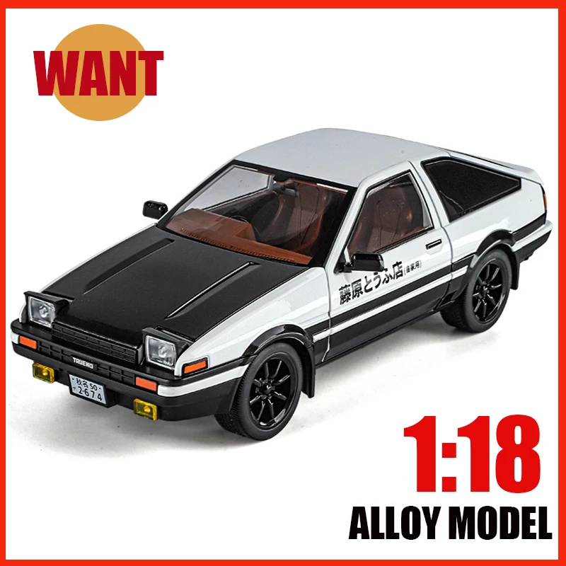 Large 1:18 Initial D AE86 Alloy Diecast Exquisite Model Car Sound Light Doors Opened Kid Gift Decoration Hot Wheels Fast Furious