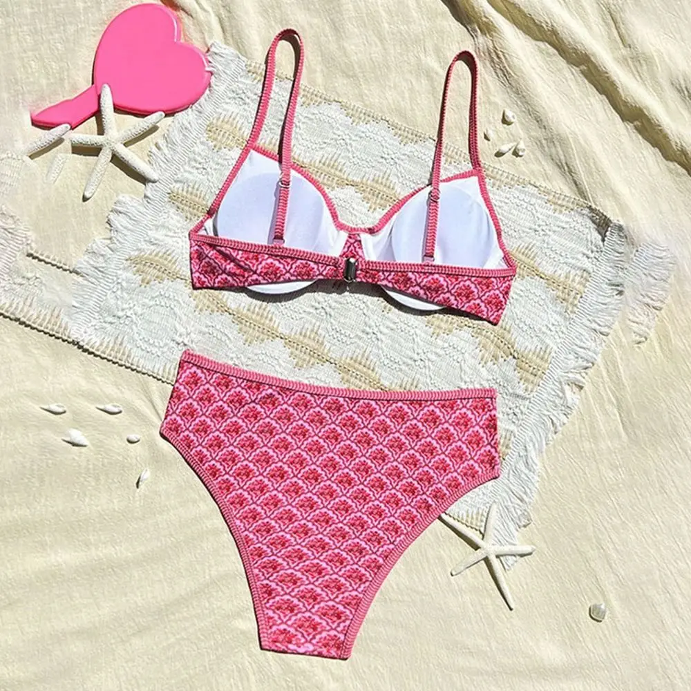 

Комплект из 2 предметов: модный летний пляжный купальник-бикини с эффектом пуш-ап и высокой талией для женщин, повседневный купальный костюм, комплект бикини для отпуска