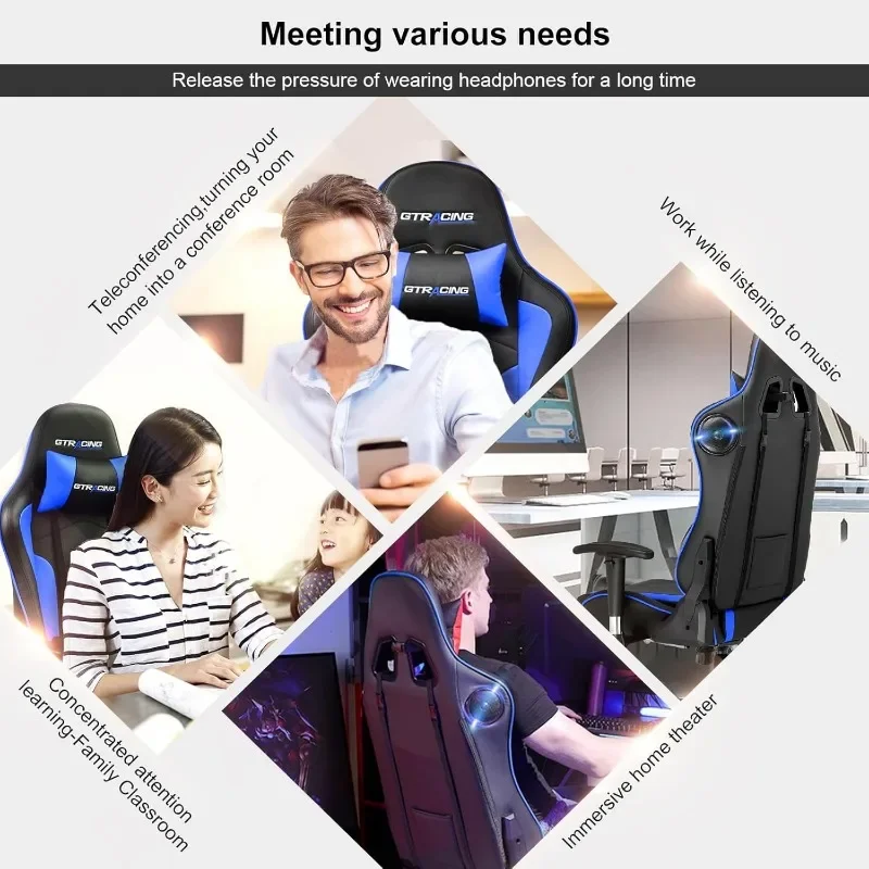 GTRACING Gaming-Stuhl mit Lautsprechern, Bluetooth, Musik, Videospiel-Stuhl, Audio, ergonomisches Design, robustes Büro