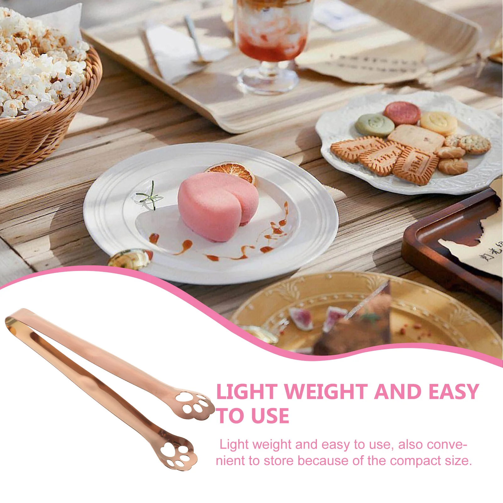 

Cooking Tongs Stainless Steel Bread Clip for Kitchen BBQ Small Rose Gold Serving