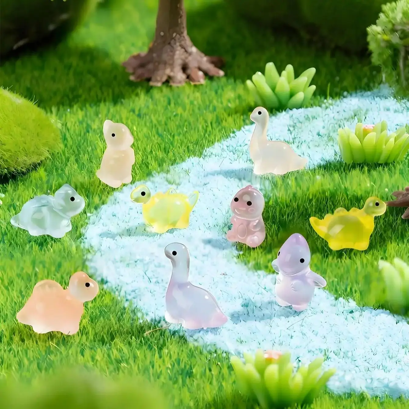 توهج في الظلام تماثيل الديناصور 10/20 قطعة مضيئة صغيرة الراتنج لعب لعيد الميلاد الجنية حديقة ديكور هدية #2