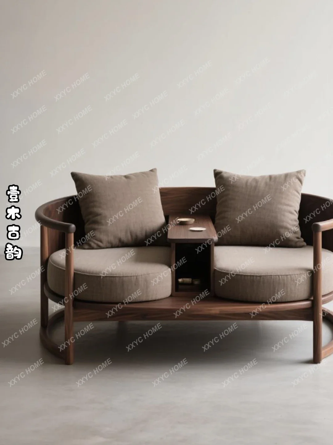X-S New Chinese Arhat bed double sofa solid wood one-piece chair fabric chaise longue HG