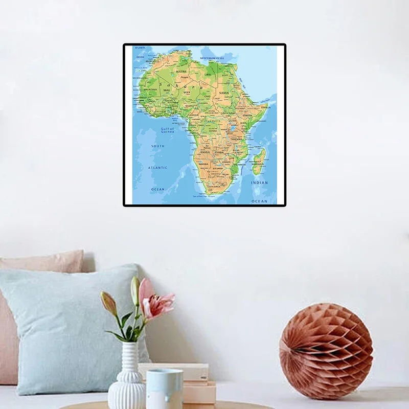 2016 Version Africa Topographic Map 60*60cm Canvas Painting Wall Art Poster and Prints Home Living Room Decor Education Supplies