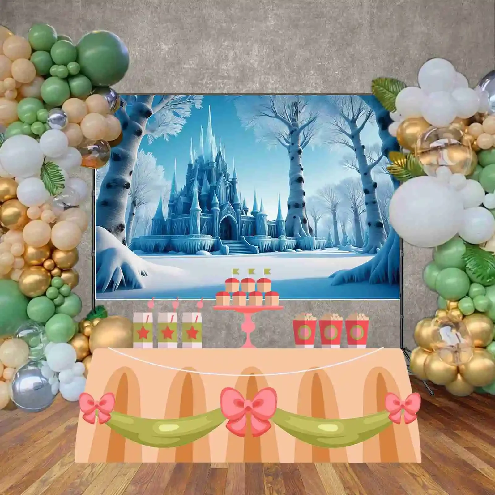 Girls Frozen Birthday Party Decoration Backdrop Princess Castle Blue Curtain Photozone Background Personalized Photography Props